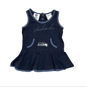 NFL Team Apparel Seattle Seahawks Baby Girls Dress 6-9 Months Navy Blue EUC